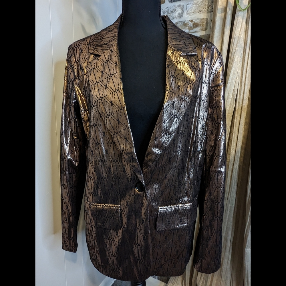 NWOT VICI Thrill Seeker Metallic Pocketed Blazer - Medium - Picture 2 of 3
